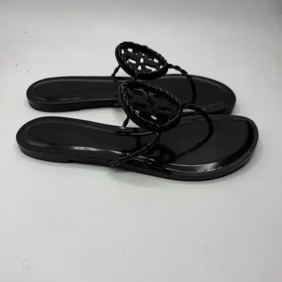 NEW NWT Tory Burch x BonBon Women's Miller Twist Sandals Black Size 10 - Picture 3 of 7